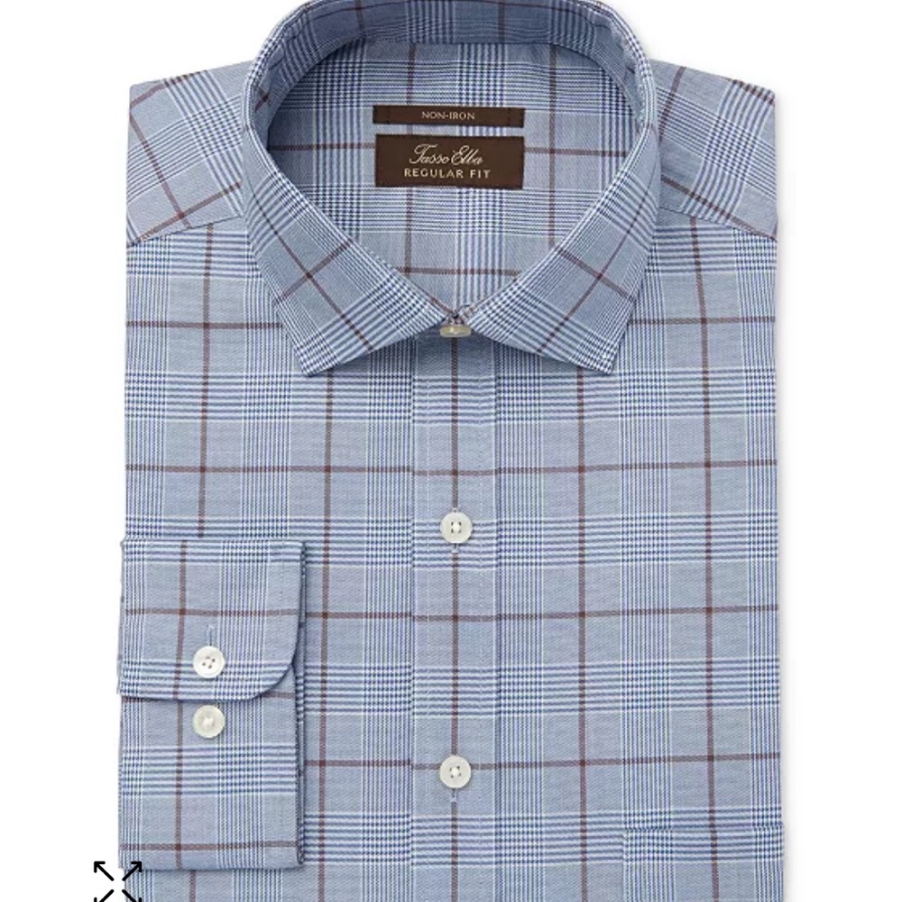 🌼👔Men's Regular Fit Non-Iron Blue Brown  Dress Shirt